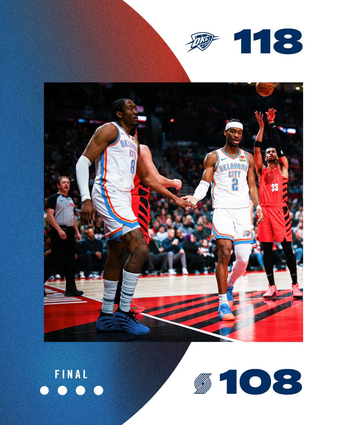 开拓者大胜雷霆，西部半决赛豪取首胜